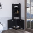 thumbnail image 2 of Living Room Cabinets Corner Cabinet 62H" Tall with 3-Tier Shelf and 2-Door, Black,Wooden Cabinets, 2 of 7