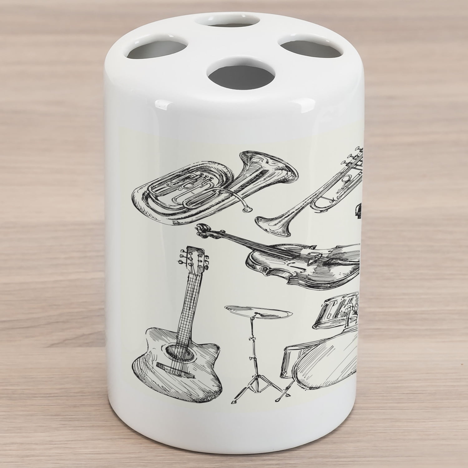 Jazz Music Ceramic Toothbrush Holder, Illustration of Musical