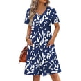 thumbnail image 4 of Fantaslook Summer Dresses for Women V Neck Short Sleeve Casual T Shirt Dress Beach Sundresses with Pockets, 4 of 9