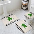 thumbnail image 6 of St. Patricks Day Bathroom Rug Sets 3 Piece, Non Slip Bath Mat, Shamrock Love Black White Plaid Linen Absorbent Bath Rugs with U-Shaped Contour Rug Toilet Lid Cover Bathroom Decor Small, 6 of 8