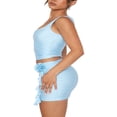 thumbnail image 2 of PENGXIANG Women‘s Solid Color Tank Tops  Sleeveless Square Neck 3D Rosette Ruched Crop Tops  for Club Party, 2 of 4