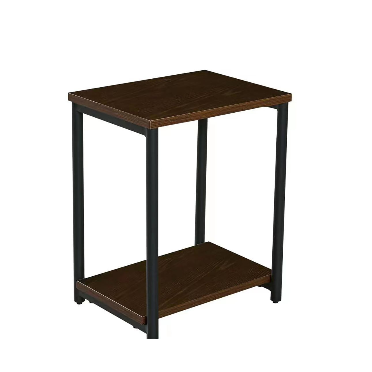 Kepooman 2-Tier End Table for Living Room Bedroom, Narrow Storage Nightstand for Sofa Couch, Industrial Slim Side Table with Storage Shelf, Brown