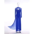 thumbnail image 6 of Hansber Lyrical Dance Dress for Women Modern Contemporary Dancewear Sequins Mesh Tulle Maxi Skirt Leotard Navy Blue XL, 6 of 7