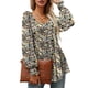 thumbnail image 1 of Camiseta tipo túnica para mujer, informal, manga larga, cuello en V, plisada, con puños fruncidos, 3 XXL, 1 of 6