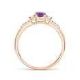 thumbnail image 2 of ANGARA Natural Classic Oval Amethyst and Diamond Three Stone Ring in 14K Rose Gold for Women (Size-6x4mm) | February Birthstone, Birthday, Anniversary, Jewelry Gift for Women | Natural Amethyst Ring, 2 of 8