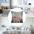 thumbnail image 3 of Flamingo palm leaves Linen toss pillowcase Decoration pillowcase Gift preferred 24x24" Cushion cover 2 set Sofa pillowcase Sofa bedroom living room car, 3 of 8