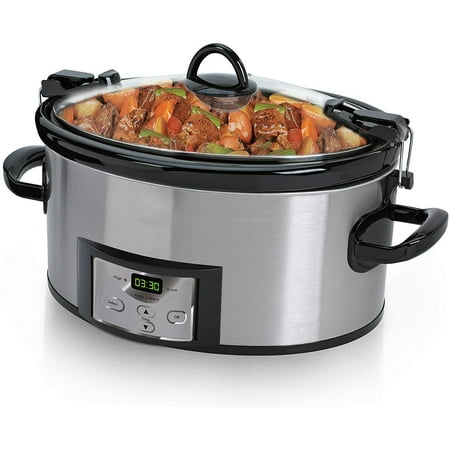 

6 Quart Programmable Slow Cooker - with Digital Timer serves 7 plus people Stainless Steel