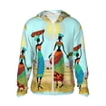 thumbnail image 2 of Uemuo African Women Pattern Women's Full Zip UPF 50+ Sun Protection Hoodie Jacket Long Sleeve Sun Shirt Hiking Outdoor Performance with Pockets-3X-Large, 2 of 9