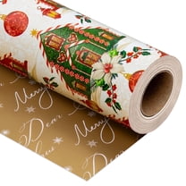 HOMERAL Christmas Wrapping Paper Roll - Gift Wrap with Christmas Cottages, Christmas Trees and Snowflakes - Perfect for Christmas - 17 Inch X 33 Feet