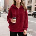 thumbnail image 6 of Towmus Winter Warm Fuzzy Teddy Bear Hoodie Women Plush Hooded Sweatshirts Half Zip Pullover Sweatshirt Oversized Winter Coats with Pockets, 6 of 8