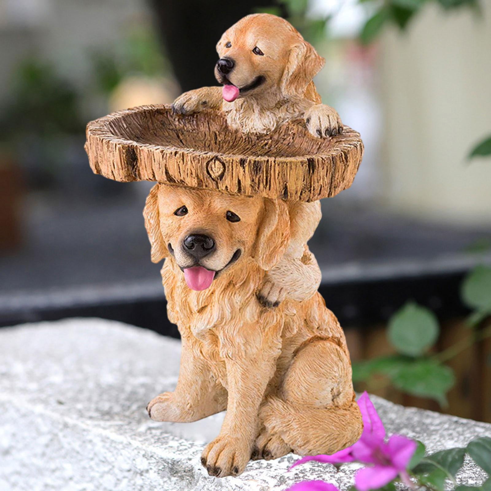 YWMJZEU Dog Figurine, Resin Feeder, Feeding Station, Landscaping Garden, Bird Bath Bowl,