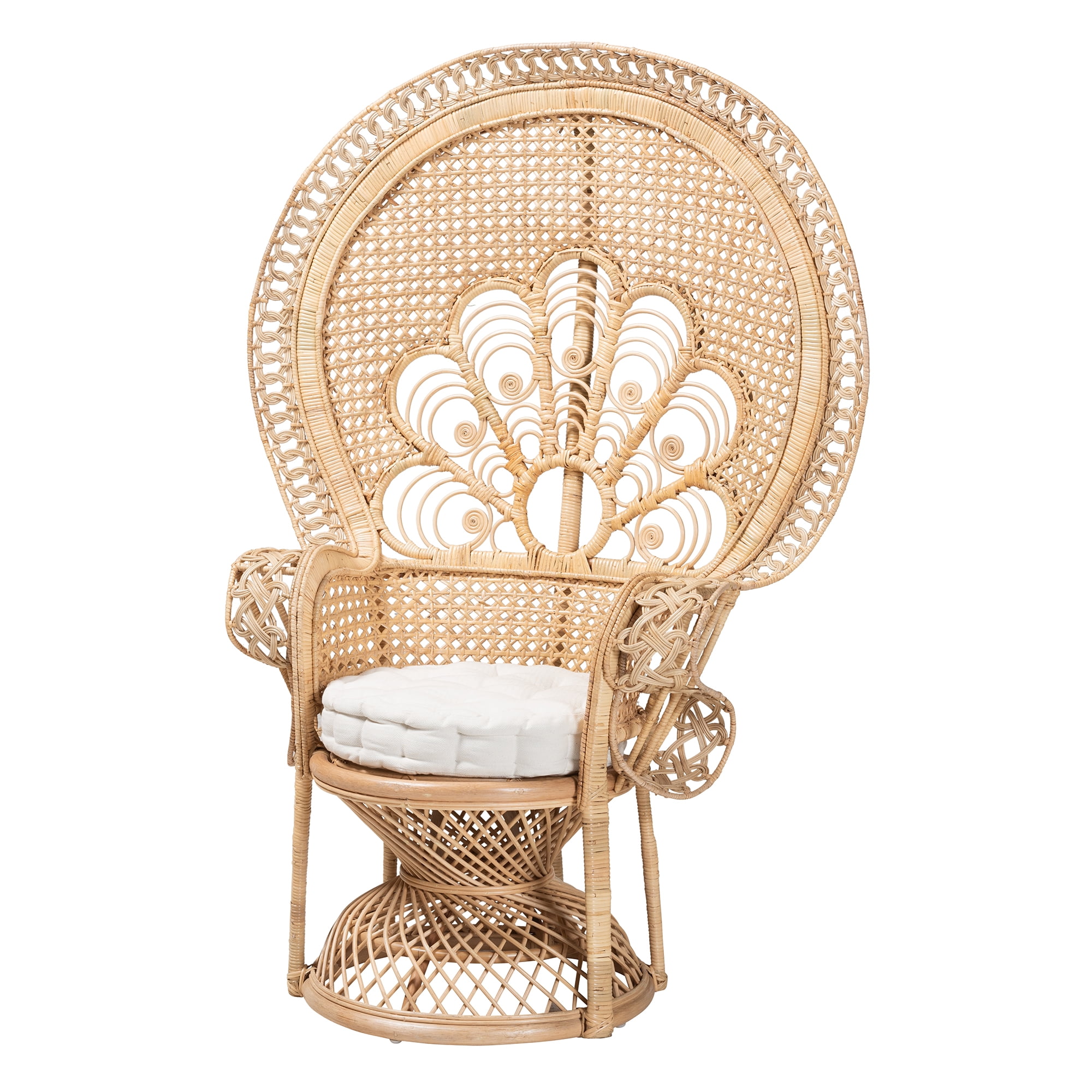 bali & pari Ediva Rattan BOHO Peacock Chair, Natural Brown