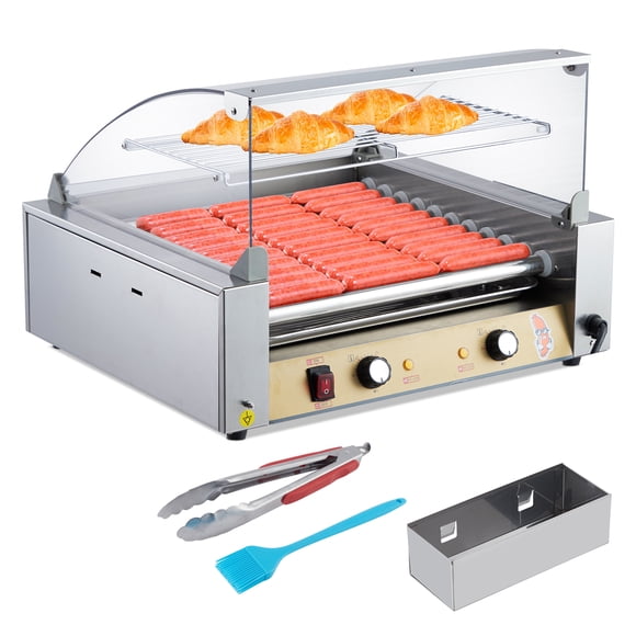 Parrilla de Rodillos para Hot Dogs de Acero Inoxidable – Control Dual de Temperatura – Giro 360° – Bandeja Removible – Uso Doméstico y Comercial