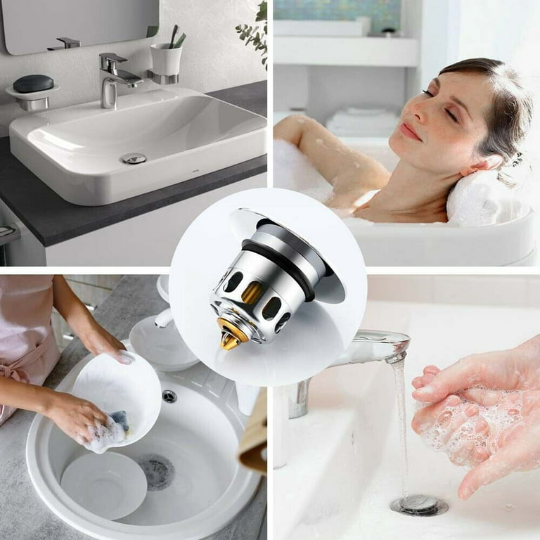 1st Choice Rubber Sink Stopper, Shower, Bathtub, Self-Sealing, Universal,  for Kitchens, Bathrooms and Laundries, Flat Suction Drain Plug – White 