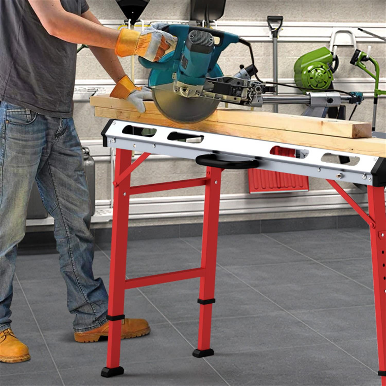 Demi Bonn 42" x 21" Welding Table with Adjustable Height and 2 Bar Clamps, Welding Tables for Shop, Silver