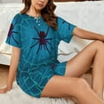 thumbnail image 4 of Honeii Spider And Cobweb for Women's Summer Pajama Set featuring Soft Short Sleeve Shirt & Matching Bottoms with Convenient Pockets for Relaxed Home Wear-Large, 4 of 6