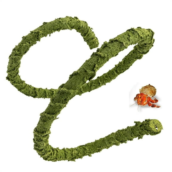 Scheam Hermit Crab Climbing Toys 39.4 inch Fake Moss Vine Bendable Reptile Vine Terrarium Habitat Accessories Aquarium Decor for Gecko Frogs Snake Lizard (Green)