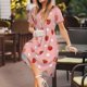 thumbnail image 3 of Balery Strawberries Vestidos sueltos de manga corta para mujer, vestidos de verano 2025, vestidos casuales de corte A con vuelo., 3 of 6