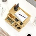 thumbnail image 2 of Bamboo Desk Organizer with Drawers Small Desktop Drawers for Countertop Mini Tabletop Storage Container with Drawer for Home Office No Assembly Required, 2 of 6