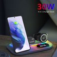 Time Display LED Wireless Charging Station 30W 4 in 1 Wireless Charger