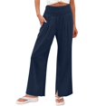 thumbnail image 2 of Kelon Women's Casual Pants, Women Wide Leg Palazzo Pants 2026 Summer Casual Loose Elastic High Waisted Flowy Lounge Beach Trousers Work Outfits, S, 2 of 5