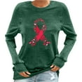 thumbnail image 3 of Nfurl Women Blessed Breast Cancer Ribbon Graphic Tees Shirts Long Sleeve Cancers Awareness T-shirts for Breast Cancer Survivor Gifts Green S, 3 of 5