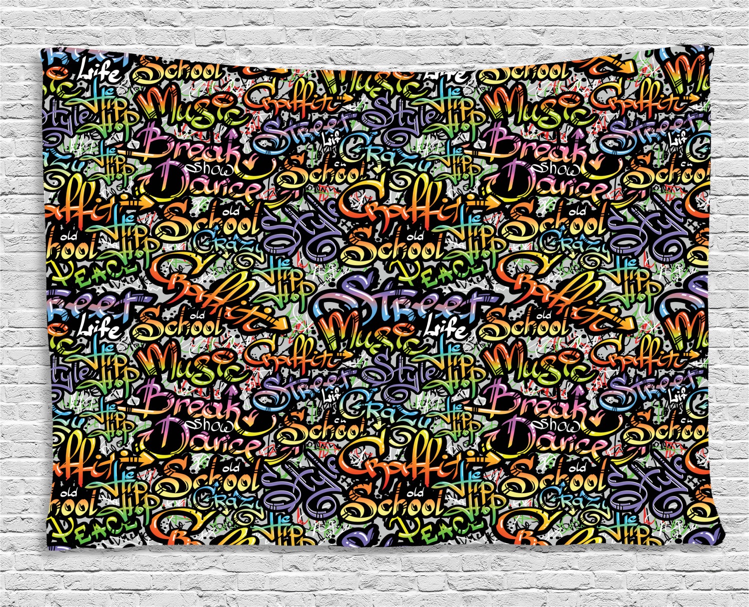 Hip Hop Tapestry, Grafitti Spray Paint Style Background Ghetto Street