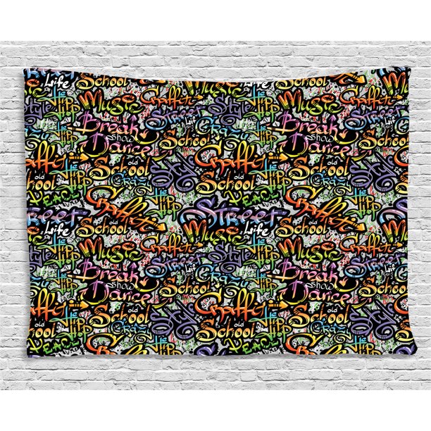 Hip Hop Tapestry, Grafitti Spray Paint Style Background Ghetto Street