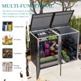 thumbnail image 4 of Villeston 2 Trash Cans Metal Outdoor Storage, Garbage Bin Storage Shed with Chain Lid, Garbage Can Metal Sheds for Garden, Backyard, Lawn and Patio，Dark Gray, 4 of 6