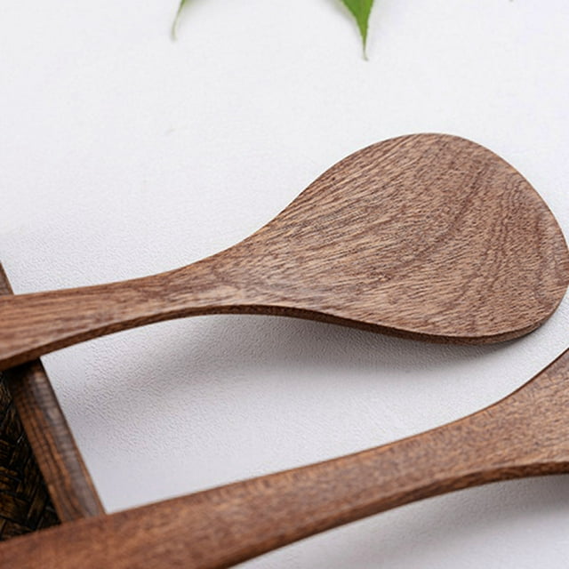 Wooden Spatula and Rice Spoon Set for Cooking Utensils Non-Stick Wood Long Spatula Hand Stir Fry Tools for Kitchen Preparation and Serving
