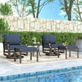 thumbnail image 3 of Kullavik 5 Piece Patio Outdoor Aluminum Metal Swivel Rocking Chair with 2 Footstools, 1 Coffee Table, 2 Black Padded Cushions Outdoor Metal Swivel Rocking Chair Furniture Conversation Set for Garden, 3 of 9