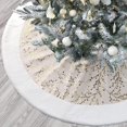 thumbnail image 1 of White Christmas Tree Skirt, 48 Inches White Gold Tree Skirt Christmas Flower Branch Pattern (flower), 1 of 5