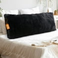 thumbnail image 3 of Cheer Collection Long Body Pillow – Soft Fuzzy Long Pillow for Couch and Bed, Plush Side Sleeper Pillow, Decorative 20x54 Body Pillow with Shaggy Hair Cover - Black, 3 of 4
