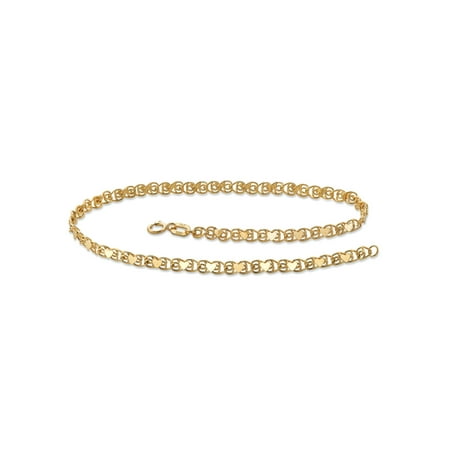 10k Yellow Gold Heart-Link Ankle Bracelet 9.25"
