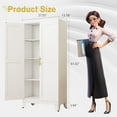 thumbnail image 3 of Metal Storage Cabinet - 61" Tall Steel File Cabinets with 2 Doors and 3 Adjustable Shelves Versatile Storage Pantry Cabinet for Home Office Warehouse Garage or Outdoor (White), 3 of 7