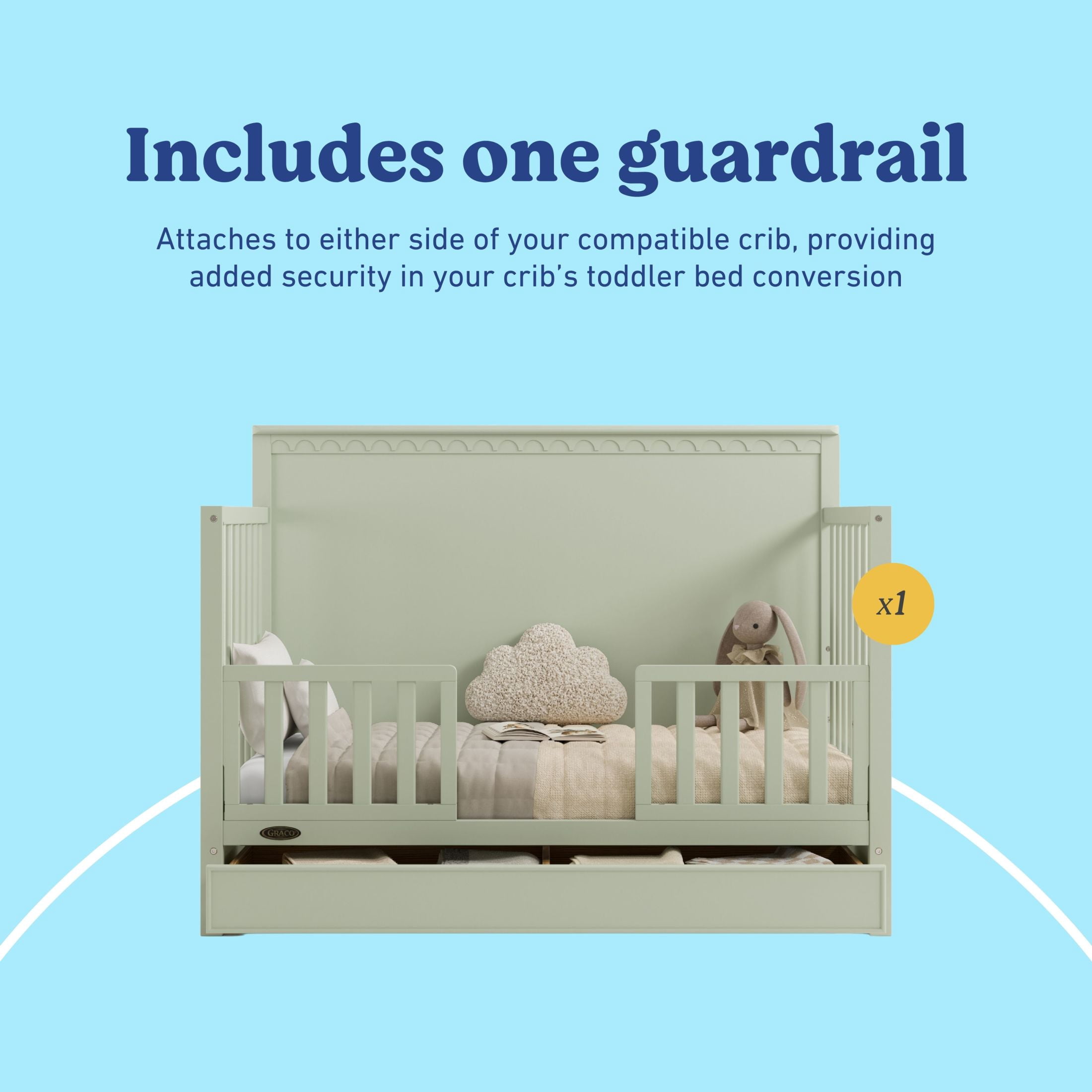 Graco Universal Toddler Guardrail (Slats) - Sage