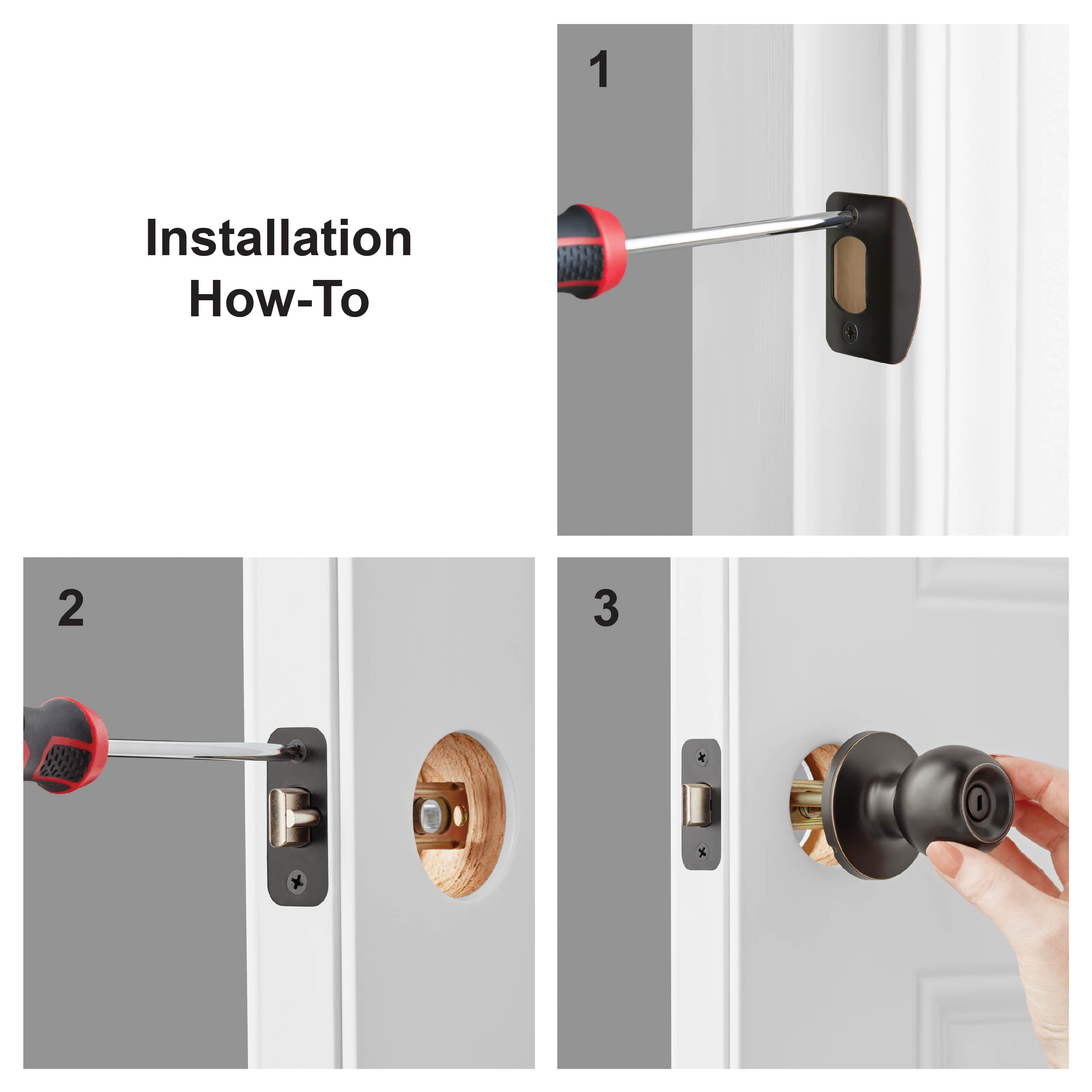 (2 pack) Hyper Tough Interior Locking Ball Privacy Bed and Bath Doorknob Oil Rubbed Bronze Finish