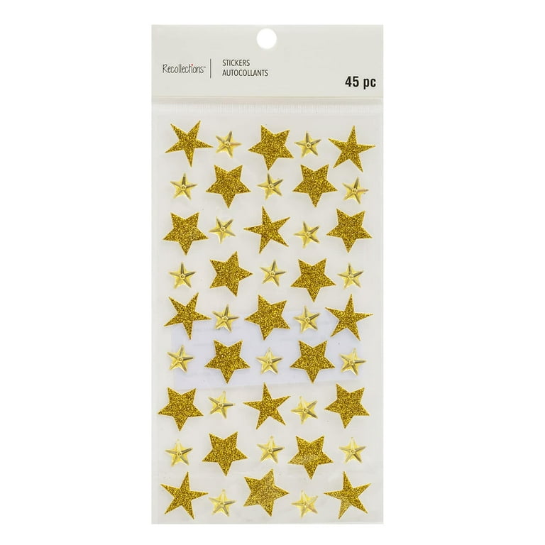12 Packs: 45 Ct. (540 Total) Gold Glitter Star Stickers by Recollections, Size: 8.5” x 0.06” x 4”