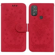 For Motorola Moto G Pure Butterfly Rose Embossed Leather Phone Case
