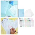 thumbnail image 4 of Carpeta para cuaderno de cuero PU con 6 anillas, plástico transparente, 8 bolsillos para carpetas  Azul Cola cuaderno de facturas, 4 of 8