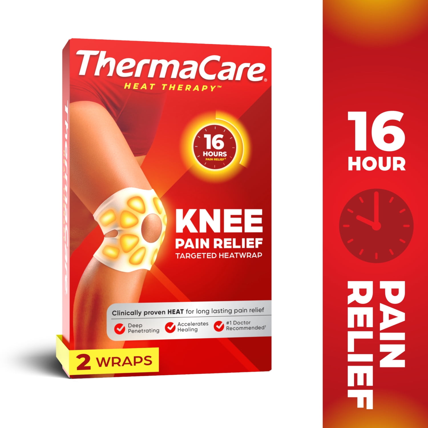 (3 pack) ThermaCare Knee Heat Wraps for Knee Pain Relief, 8-Hour Long-Lasting Heat, 2 Count
