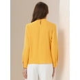 thumbnail image 3 of DARING DIVA Stand Collar Chiffon Long Sleeve Blouse XS Yellow, 3 of 6