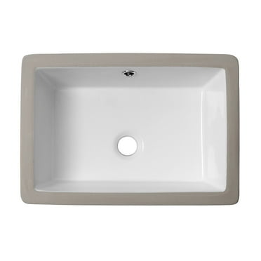 Lordear  18 Inch Undermount Bathroom Vessel Sink Modern Pure White Rectangle Porcelain Ceramic Lavatory Bathroom Sink