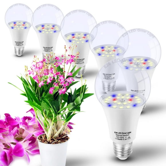 E26 A19 LED Plant Grow Light Bulbs Indoor Plants Full Spectrum,LED Sun Light Bulbs Plant Growing 100W Equivalent with Balanced Spectrum 5000K Re