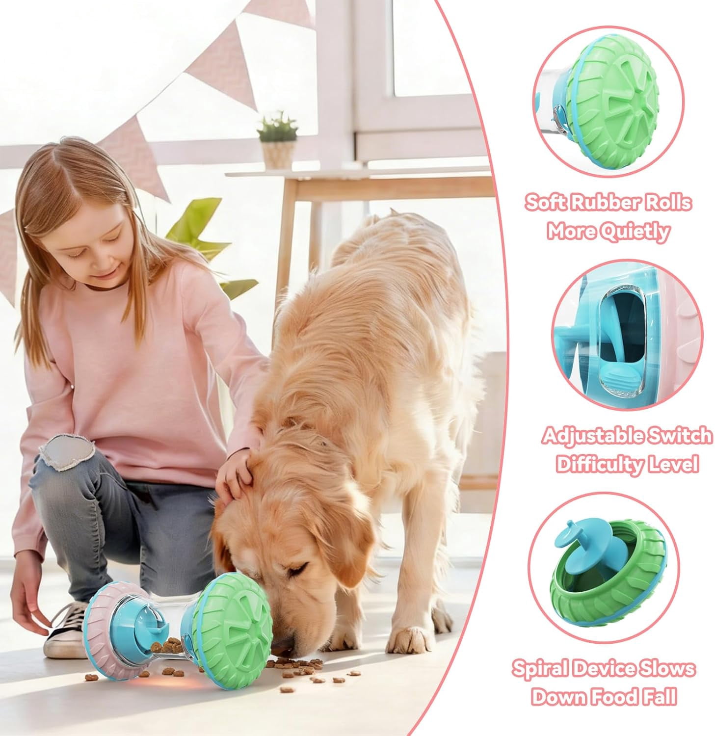 Interactive Dog Puzzle Toys for Small Medium Large Breed - Durable Smart Puppy Enrichment Dogs Toy to Keep Them Busy, Mental Brain Stimulation Treat Dispensing Training & Slow Feeder Pink