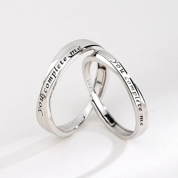 Sterling Silver Couple Rings Korean Letters Numbers Text Design Electroplating Promise Rings Anniversary Online