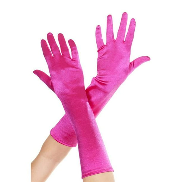 Elbow Length Satin Gloves, Pink