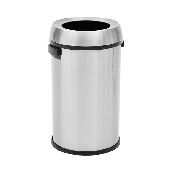 EcoSummer 17 Gallon/65L Open Top Trash Can, Fingerprint-Proof Stainless Steel Garbage Bin with Side Handles, Large Round Waste Bin for Kitchen, Office, Restaurant, Commercial Use - Silver