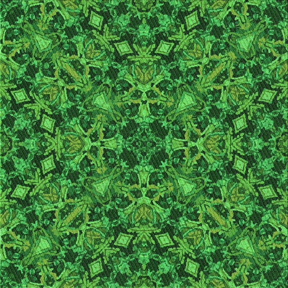 Ahgly Company Indoor Square Patterned Deep Emerald Green Area Rugs, 7' Square