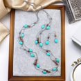 thumbnail image 4 of Coiris Collier Déclaration à 3 Couches Turquoise et Perles de Bois Simulé pour Femmes avec Boucles d'Oreilles (N0042), 4 of 4